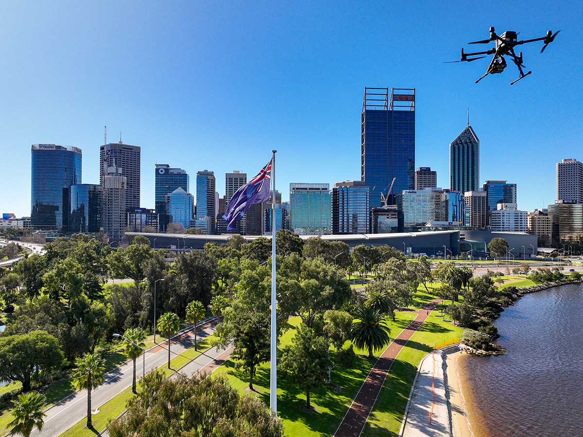 Drone flying over Perth